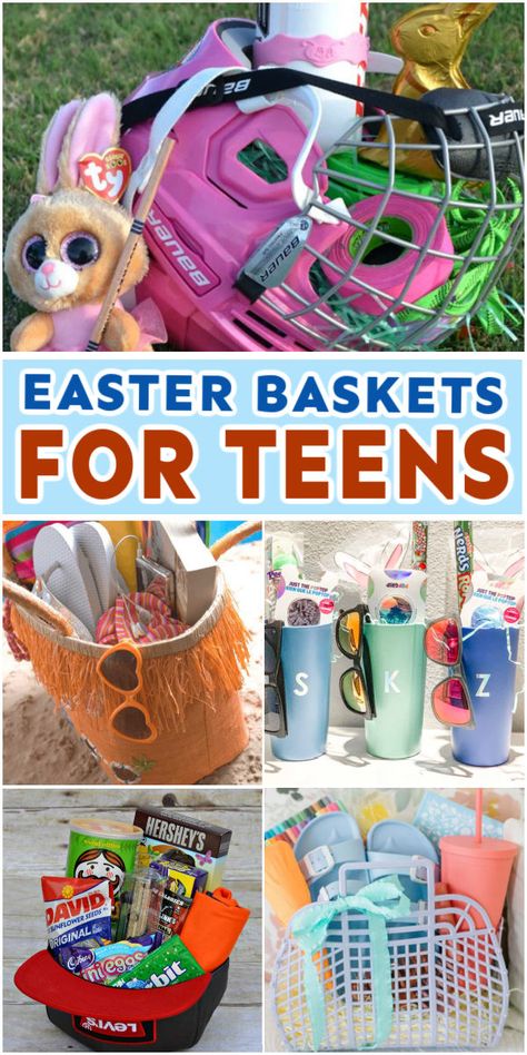 Easter Baskets For Teens, Easter Basket Ideas For Teens, Creative Easter Basket Ideas, Simple Easter Baskets, Teen Easter Basket, Summer Gift Baskets, Easter Basket Themes, Unique Easter Baskets, Creative Easter Baskets