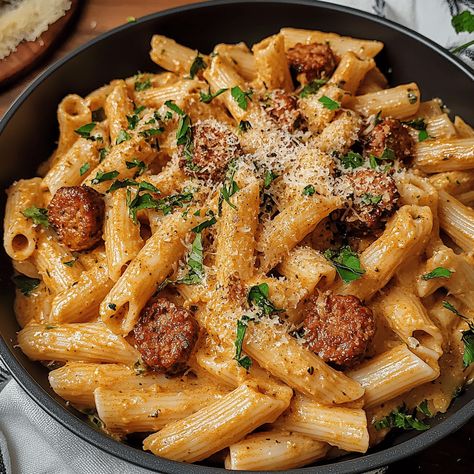 Indulge in creamy Cajun sausage pasta, a quick, flavorful dinner packed with smoky sausage and spicy Cajun flavors. Chicken Sausage Cajun Pasta, Cajun Kielbasa Pasta, Cajun Sausage Pasta Easy, Easy Cajun Pasta With Sausage, Creamy Cajun Sausage Pasta, Cajun Smoked Sausage Pasta, Smoked Sausage Pasta Recipes, Cajun Sausage Alfredo, Cajun Sausage Recipes