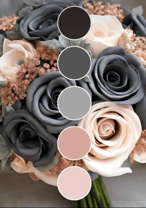 Grey Wedding Palette, Grey And Pink Wedding, Dusty Rose And Dark Grey Wedding, Pink And Gray Wedding, Pink And Grey Wedding Ideas, Pink And Grey Color Palette, Color Schemes Wedding, Grey And Pink Flowers, Pink Grey And Black Wedding Color Schemes