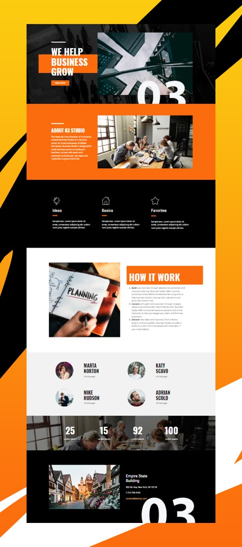 Nicepage is a free mobile-friendly website builder. Choose from 1000+ trendy web templates. Customize to get the exact web design you like with no coding. Nicepage supports Windows, Mac OS, Online, Joomla, WordPress and HTML. Orange And Black Website Design, Builder Website Design, Web Design Orange, Orange Web Design, Orange Website Design, Website Design Orange, Orange Website, Webdesign Portfolio, Orange Web