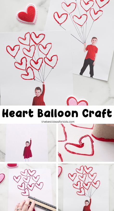 Balloon Craft, Preschool Valentine Crafts, Valentines Bricolage, February Crafts, Easy Valentine Crafts, Valentinstag Party, Valentines Balloons, Valentine's Day Crafts For Kids, Balloon Crafts