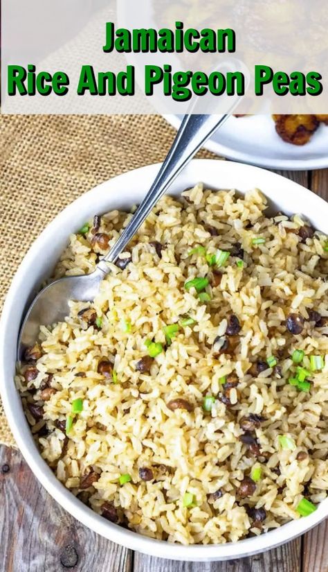 Pigeon Peas And Rice, Rice And Peas Jamaican, Rice And Pigeon Peas, Peas And Rice, Jamaican Rice, Jamaican Dishes, Pigeon Peas, Easy Meal Ideas, Rice And Peas