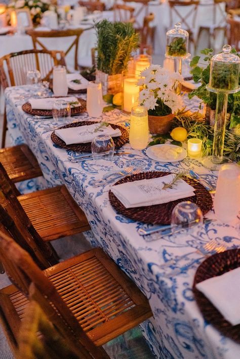 La Dolce Vita Meets Old-School Beach Style at This Wedding in Key Largo - Vogue Amanda Jones, Ocean Reef, Morning Wedding, Wedding Weekend, Rehearsal Dinners, Place Settings, Table Set, Beach Style, Garden Party