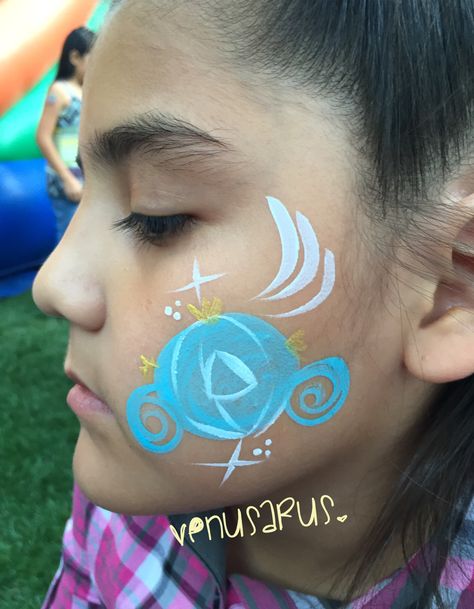 Cinderella face paint Disney Princess Face Paint Easy, Disney Character Face Paint, Disney Face Paint Easy, Cinderella Face Paint, Rapunzel Face Paint, Bluey Face Painting Ideas For Kids, Face Paint Disney, Cheek Face Paint, Disney Face Paint