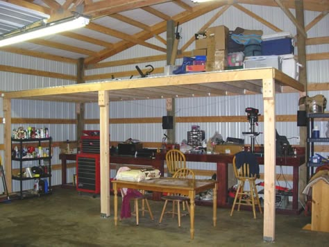 How to Frame a Loft | Loft in pole barn? - General discussion - can-am ATV Forums - can ... Barn Storage Ideas, Pole Barn Loft, Pole Barn Shop, Pole Barn Ideas, Pole Barn Designs, Can Am Atv, Garage Plans With Loft, Pole Barn Garage, Barn Loft