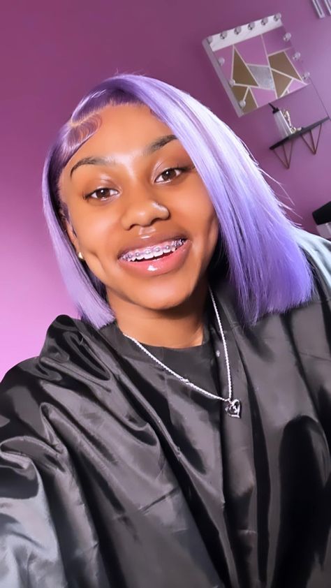 Purple Power Chain Braces, Braces Colors Lavender, Bright Braces Colors, Braces Colors Purple, Purple Braces For Black Women, Braces Colors Black Women, Teal Braces On Black People, Violet Braces, Cute Braces Colors For Dark Skin