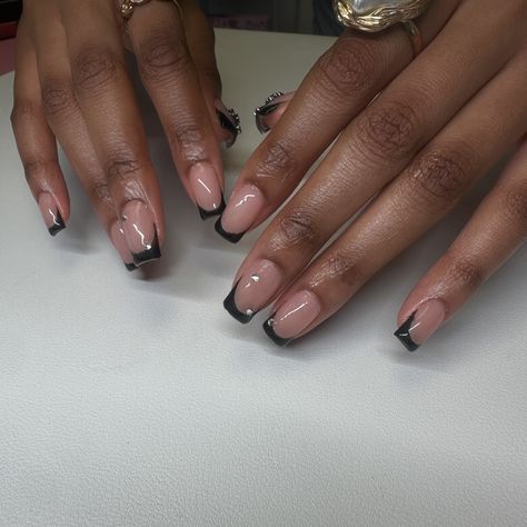 Black french tips >>>>> 🫡 ❤️‍🔥 ❤️‍🔥 ❤️‍🔥 #gelxnails #ɢᴇʟx #houstonnailtech #houstonnails Black French Tip Natural Nails, Black French Tip Nail, Black French Tip Nails, Black French Tip, Natural Acrylic, Natural Acrylic Nails, Black French Tips, French Tip Nail Designs, French Tip Acrylic Nails