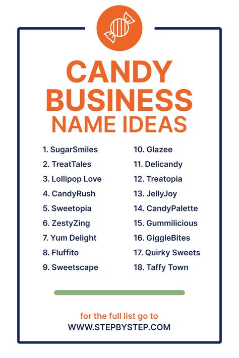 Sweeten your brand with these fun and irresistible candy business name ideas! Perfect for attracting candy lovers of all ages. Sweets Business, Candy Business, Business Name Generator, Business Name Ideas, Candy Brands, Great Names, Name Ideas, Business Problems, Name Generator