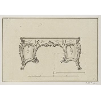 Drawing - Design for a rococo bureau dressing table attributed to Thomas Chippendale Rococo Furniture Sketch, Table Sketch, Gilded Furniture, Thomas Chippendale, Tea Table Design, Jewelry Store Displays, Drawing Furniture, Rococo Furniture, Furniture Sketch