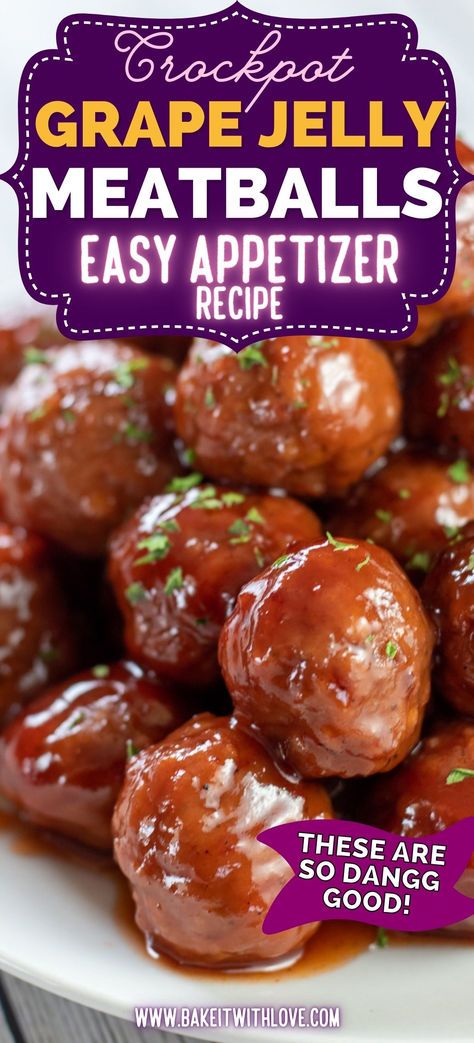 Party Meatballs Grape Jelly, Crockpot Grape Jelly Meatballs, Meatballs Grape Jelly, Jelly Meatballs Crockpot, Best Crockpot Meatballs, Meatball Appetizer Crockpot, Meatball Dinner Recipes, Meatballs Sauce Recipe, Freezer Meatballs