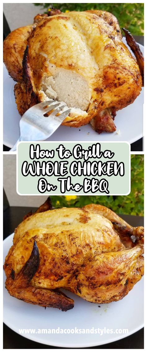 Roast Chicken On The Grill, Cooking Chicken On The Grill, Whole Roasted Chicken On The Grill, Whole Chicken Marinade For The Grill, Whole Grilled Chicken Recipes, Grill Whole Chicken Recipes, Grilling A Whole Chicken, Roasted Chicken On The Grill, Whole Grilled Chicken