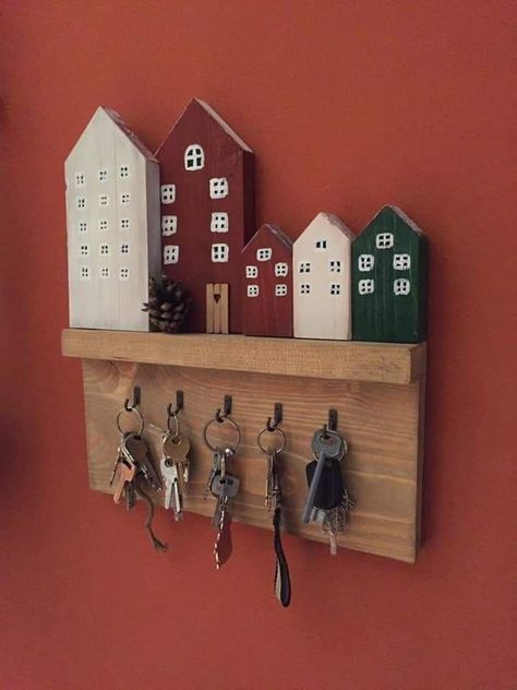 Key storage ideas entryway - key holder - entryway key holder ideas - key rack - key holder diy - key holder ideas - diy key holder - key chains - keychain - key chains diy - keychains - key chains aesthetic - beaded keychains - keychain aesthetic ideas -aesthetic keychain - diy keychain - cute keychain key hanger ideas Key holder ideas creative car key aesthetic Car keys aesthetic interior design home decor wall design entryway ideas Small Wooden Houses Craft, Keyholders Diy, Key Holder Ideas, Wooden House Decoration, Entryway Key Holder, Key Holder Diy, Small Wooden House, Wooden Key Holder, Key Holders