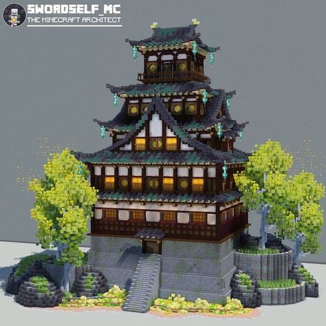 Minecraft Building Ideas Japanese House, Minecraft Japanese Build Ideas, Minecraft Japanese Mansion, Japanese City Minecraft, Japanese Buildings Minecraft, Japanese House Minecraft Ideas, Japanese Building Minecraft, Minecraft Japanese Decoration, Japanese Style House Minecraft