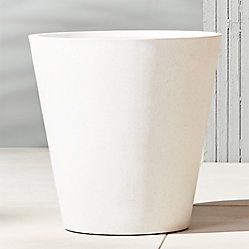 Pod Planter Large + Reviews | CB2 Large Outdoor Planters, Dining Room Updates, Black Planters, Rectangular Planters, White Pot, Stone Planters, Indoor Outdoor Planter, Outdoor Planter, White Planters