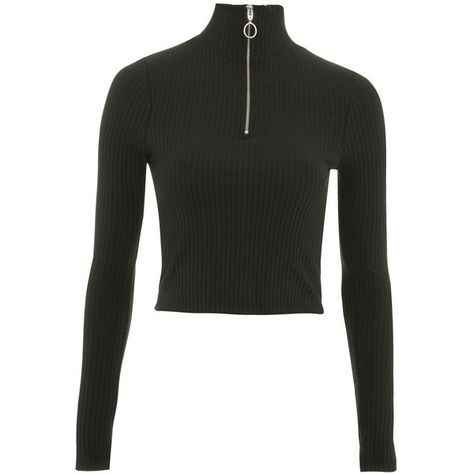 Topshop Zip Funnel Long Sleeve Top ($27) ❤ liked on Polyvore featuring tops, black, zip crop top, ribbed long sleeve top, topshop tops, zip top and long sleeve crop top Retro Crop Top, Zipper Crop Top, Zip Crop Top, Ribbed Long Sleeve Top, Top Manga, Classic Corvette, Cropped Zip Up, Retro Tops, Black Retro