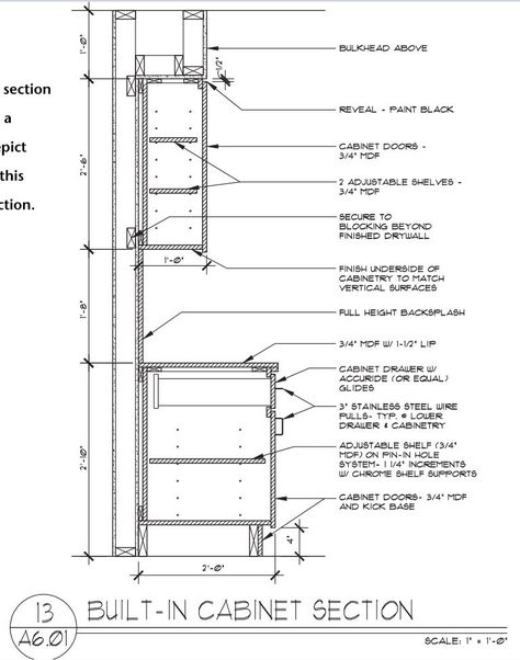 Interior Details Drawing Architecture, Kitchen Details Drawing Interior Design, Kitchen Island Detail Drawing, Kitchen Working Drawing Details, Shelf Detail Drawing, Kitchen Details Drawing Cabinets, Cabinet Section Detail, Cabinet Detail Drawing, Kitchen Details Drawing