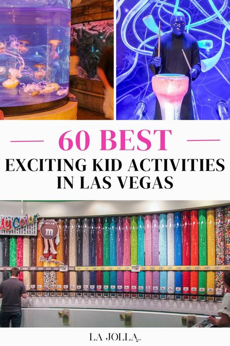 Aquatic and neon-lit interactive attractions, and a colorful wall of candy in Las Vegas ideal for family fun and exploration. Las Vegas For Kids, Vegas For Kids, Vegas Family Vacation, Las Vegas Family Vacation, Las Vegas Activities, Vegas With Kids, Vegas Activities, Las Vegas Travel Guide, Las Vegas With Kids