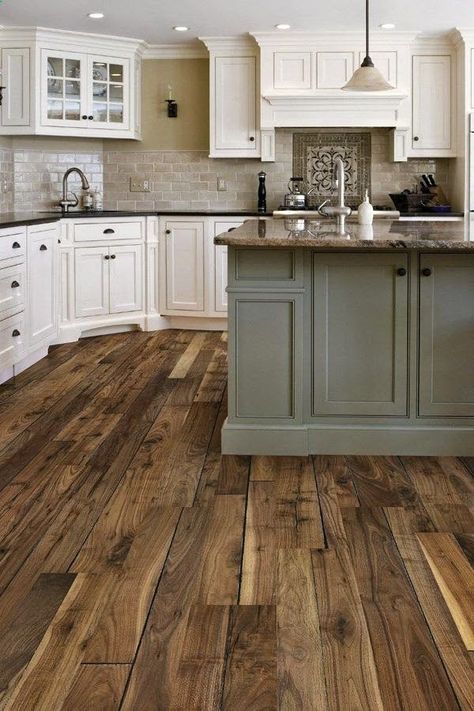 Vinyl plank wood-look floor versus engineered hardwood - We are building a new home and trying to decide between engineered hardwood or vinyl plank wood-look fl… Dapur Rustic, Luxury Farmhouse, Interior Design Minimalist, Fresh Farmhouse, Cabinet Makeover, Stunning Kitchens, Decor Minimalist, Kitchen Remodel Idea, Kitchen Makeover