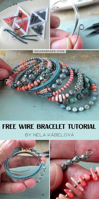 Wire Wrap Bead Bracelets Diy, Diy Bohemian Bracelets, How To Use Beading Wire, How To Make A Memory Wire Bracelet, Diy Bohemian Jewelry, Memory Wire Bracelets Diy How To Make, Wired Bracelets With Beads Diy, Bohemian Bracelets Diy Tutorials, Seed Bead Memory Wire Bracelet