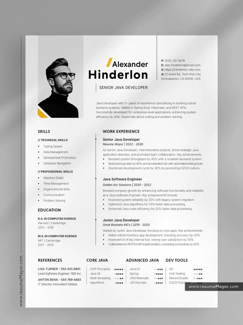 Free resume template for java developers Ux Resume, Cv Photo, Web Developer Resume, Resume Photo, Java Developer, Microsoft Word Resume Template, Free Resume Template Download, Backend Developer, Frontend Developer