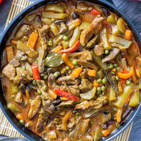 Igado Recipe (Pork and Liver Stew) | Amiable Foods Igado Ilocano Recipe, Pork Liver Recipes, Pork Liver Recipe, Liver Stew, Bistek Recipe, Beef Shanks, Gremolata Recipe, Pork Stew Recipes, Pork Hock