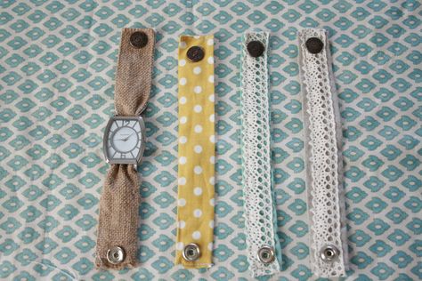 Diy Watch Band, Diy Watch, Handmade Watch Bands, Fabric Bracelets, Fabric Yarn, Grand Designs, Diy Ribbon, Upcycled Jewelry, Watch Straps