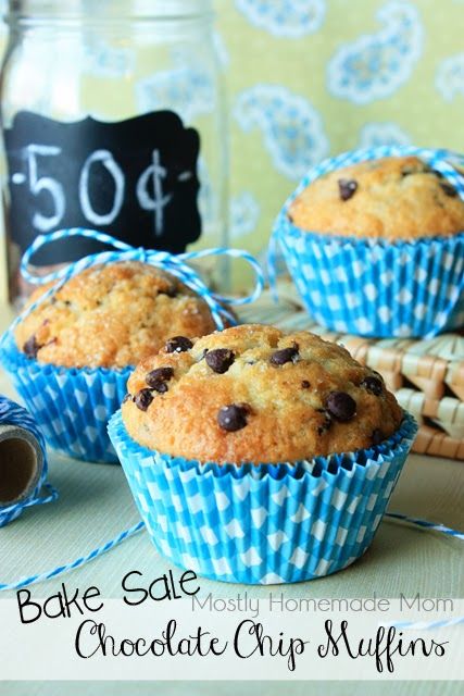 Bake Sale Chocolate Chip Muffins - This recipe makes 2 dozen of these sweet and sparkly muffins - with miniature chocolate chips thrown in of course! Bake Sale Ideas Fundraiser, Easy Chocolate Chip Muffin Recipe, Chocolate Chip Muffins Easy, Miniature Chocolate, Chocolate Chip Muffin Recipe, Bake Sale Recipes, Sugar Cookie Bars, Chocolate Chip Muffins, Bake Sale