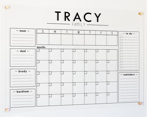 Family Calendar Wall, Monthly To Do List, Acrylic Wall Calendar, Chore Board, Acrylic Calendar, Whiteboard Calendar, Family Command Center, Minimalist Calendar, Dry Erase Boards