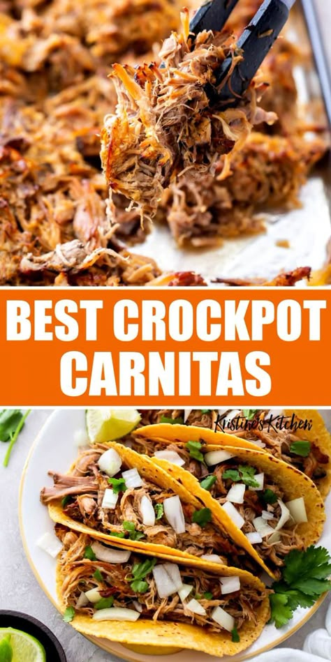 Best Carnitas Recipe, Crockpot Carnitas Recipes, Best Carnitas, Leftover Carnitas, Crispy Carnitas, Crockpot Carnitas, Pulled Pork Tacos Recipe, Mexican Pulled Pork, Slow Cooker Carnitas