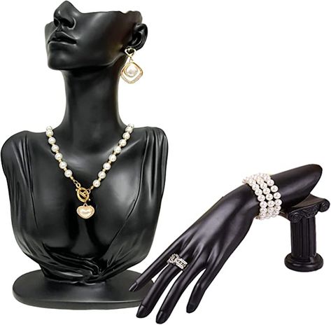 Amazon.com: Papinimo Black Resin Jewelry Mannequin Bust Necklace Display Earring Pendant Chain Display Stand Model Holder for Shows Selling Home Decor : Clothing, Shoes & Jewelry