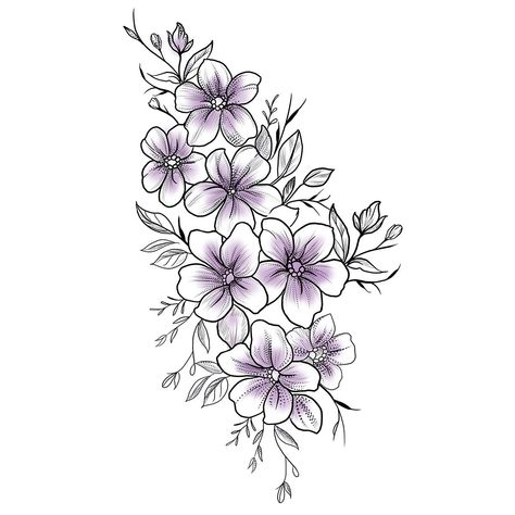 Violet Flower Tattoos, Flower Hip Tattoos, Flower Tattoo Stencils, Violet Tattoo, Tattoos To Cover Scars, Vine Tattoos, Flower Tattoo Sleeve, Birth Flower Tattoos, The Language Of Flowers