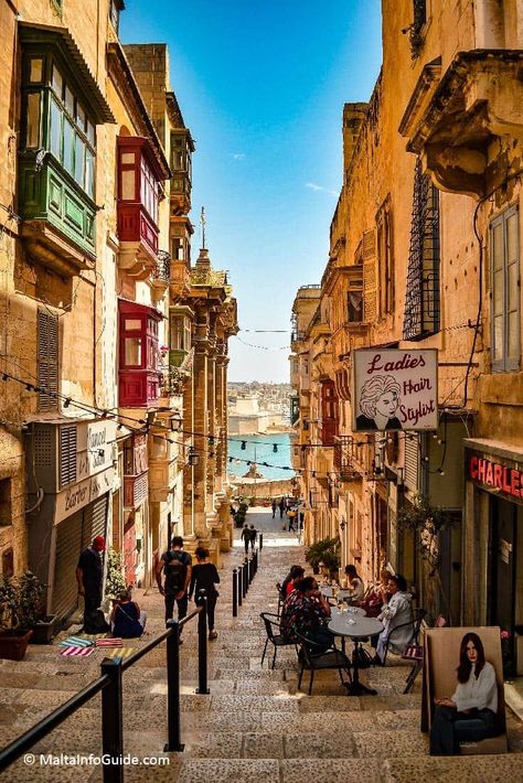 Valletta is a photogenic location. On social media you see thousands of photos that show the beauty of our capital city. Street photos are among one of the most popular photography of Valletta. We have some stunning photos of Valletta Malta we would like to share. #Malta #Valletta #Instagram via @maltainfoguide 2023vision Board, Travel Mediterranean, European Streets, Malta Photography, Travel Photo Wall, Travel Malta, St Lucy, Europe Street, Background References