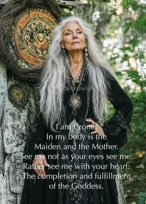 Crone Aesthetic, Crone Goddess Wise Women, Maiden Mother Crone Tattoo, Crone Tattoo, Crone Art, Motivation Spell, Crone Wisdom, Pagan Quotes, Maiden Mother Crone