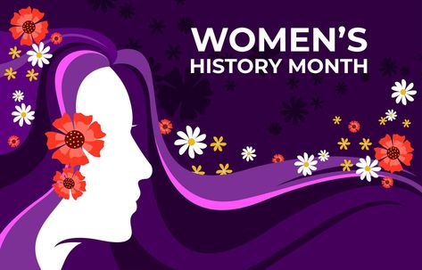 Women Historical Month with Purple Background Woman's Month, Month Wallpaper, Month Template, Womens History, Month Design, Womens Month, Basic Embroidery, Women's History Month, Historical Women