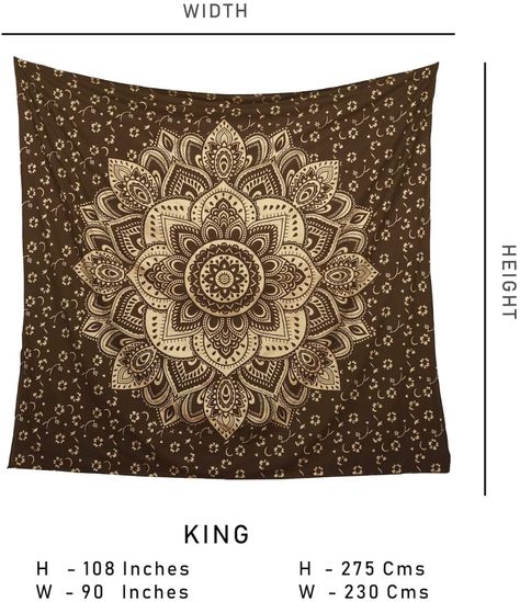 Hippie Dorm, Brown Tapestry, Tapestry Dorm, Aesthetic Tapestry, Tapestry Aesthetic, Mandala Wall Hanging, Boho Mandala, Hippie Tapestry, Gold Curtains