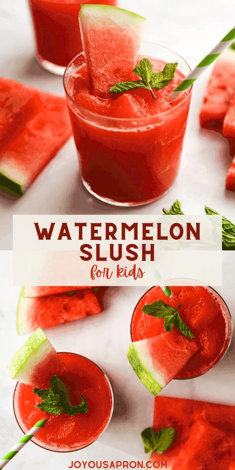 Watermelon Slush - this easy homemade frozen watermelon beverage made with fresh watermelon is perfect for the summer! A refreshing and delicious drink. Watermelon Slush, Watermelon Slushie, Slush Recipes, Watermelon Drink, Frozen Watermelon, Yummy Ice Cream, Fresh Watermelon, Watermelon Recipes, Watermelon Juice