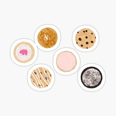 "box of cookies" Sticker by holla- | Redbubble Bloxburg Crumbl Cookie Decals, Sticker Cookies, Dessert Sticker Design, Cookie Sticker Design, Dessert Stickers Printable, Cookies Sticker, Box Of Cookies, Cookie Drawing, Blueberry Crumb Cake