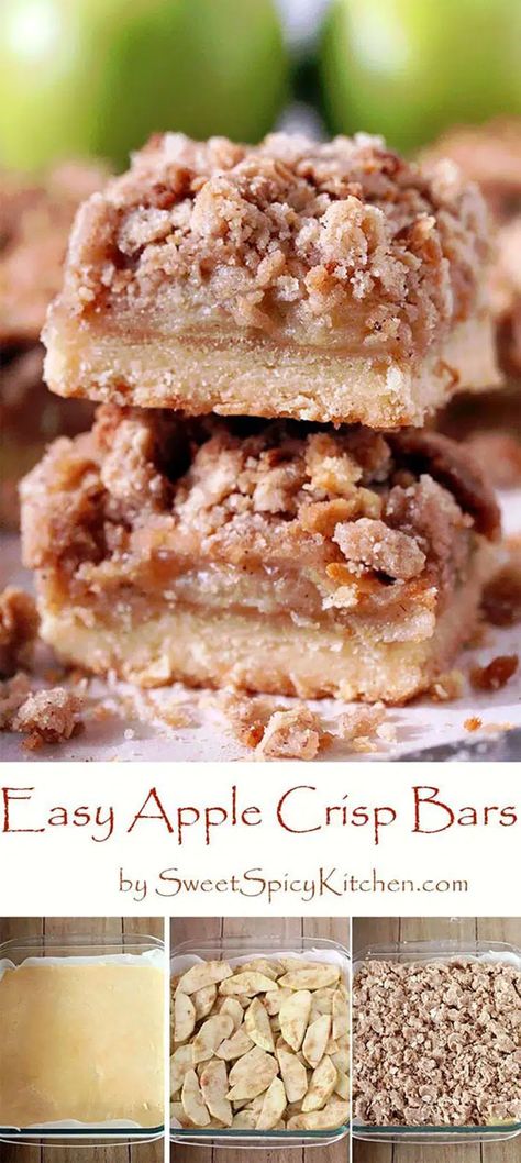 Easy Apple Cream Cheese Desserts, Apple Crisp Shortbread Bars, Shortbread Apple Crisp Bars, Fall Time Desserts, Apple Fall Desserts, Apple Shortbread Bars, Fall Bars, Apple Crisp Recipe With Oats, Easy Fall Dessert Recipes