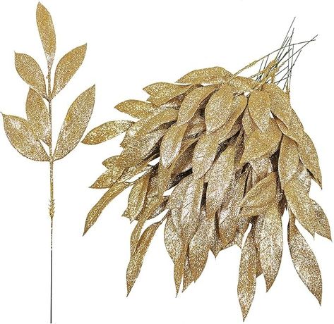 20 Pieces Gold Glittered Artificial Leaf Spray Picks 12" Tall for Christmas Winter Wedding Wreath Tree Swag Floral Arrangment Vase Bouquets Table Centerpieces Decoration : Amazon.ca: Home Fireplace Vase, Diy Crafts Vases, Christmas Tree Spray, Christmas Winter Wedding, Christmas Leaves, Christmas Bouquet, Glitter Leaves, Table Centerpiece Decorations, Christmas Tree Diy