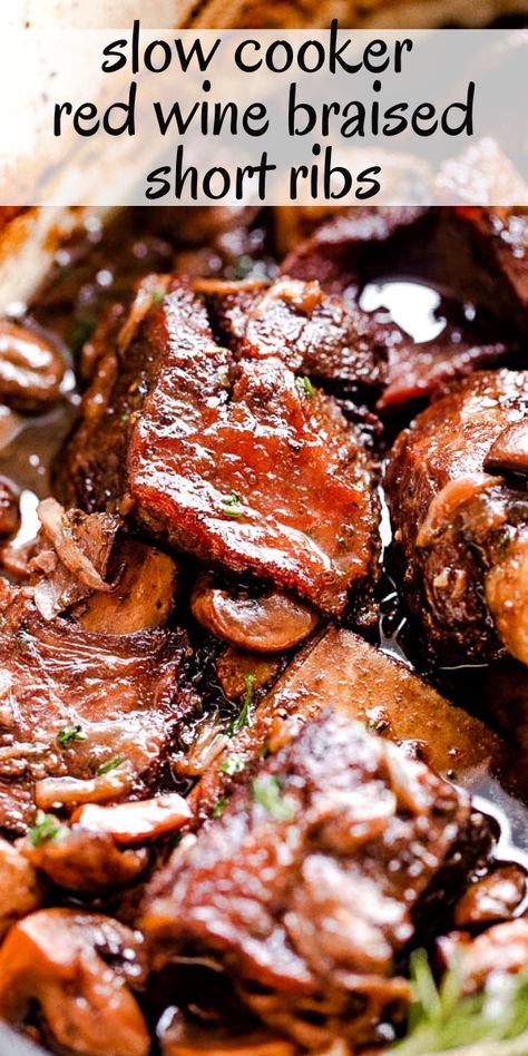 Short Ribs Ragu Slow Cooker, Braised Short Ribs Crockpot Red Wine, Bone In Short Ribs Slow Cooker, Crockpot Short Rib Bourguignon, Balsamic Short Ribs Slow Cooker, Wine Braised Short Ribs Slow Cooker, Crockpot Red Wine Short Ribs, Red Wine Short Ribs Crock Pot, Slow Cooker Pork Short Ribs