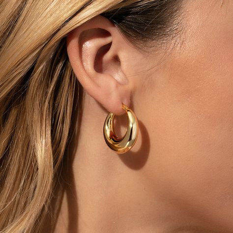 Rare Bold Statement Hoop Earrings in Gold | Uncommon James Gold Hoop Earrings Style, Uncommon James, Tube Hoop Earrings, Chunky Gold Hoop Earrings, Statement Hoop Earrings, Chunky Hoop Earrings, Chunky Earrings, Bold Jewelry, Ear Stack