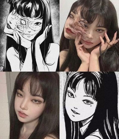 Tomie Cosplay, Junji Ito Collection, Aesthetic Grunge Outfit, Kawaii Cosplay, Junji Ito, Cosplay Makeup, Diy Mask, Costume Makeup, Aesthetic Grunge