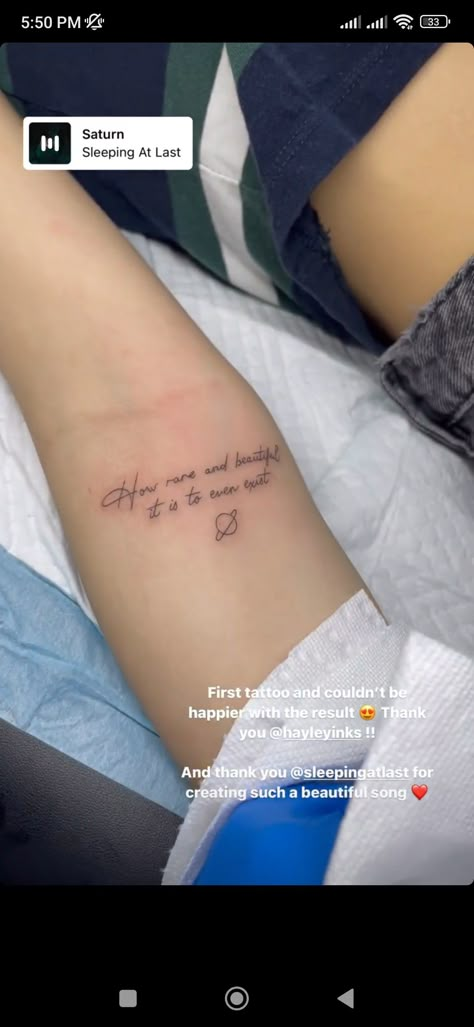 Saturn Song Tattoo, Step Into The Daylight Tattoo, Saturn Sleeping At Last Tattoo, Bigger Than The Whole Sky Tattoo, Sleeping At Last Tattoo, Saturn Sleeping At Last, Sarah Tattoo, Realistic Wedding, Eyes Speak