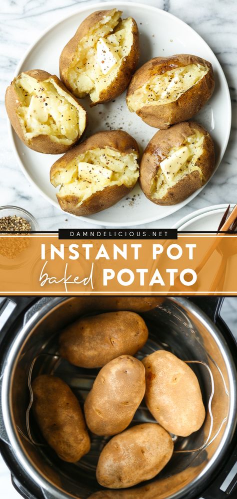 INSTANT POT BAKED POTATO Make Baked Potatoes, Instant Pot Baked Potatoes, Potato Side Dishes Easy, Baked Potato Recipe, Potato Side Dish, Perfect Baked Potato, Baked Potato Recipes, Potato Recipe, Potato Side Dishes