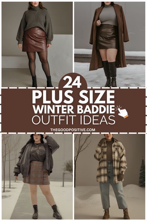 Need inspo for plus size winter outfits? These 24 Winter Plus Size Baddie Outfits are exactly what you’re looking for! Embrace curvy fashion with classy, casual, and concert-ready looks that keep you stylish and warm. From Korean-inspired pieces to black staples, these outfits bring out your inner baddie. Click to discover every stunning look perfect for cold-weather events and brunch outings! Plus Size Winter Clothes For Women, Size 16 Going Out Outfit, Plus Size Outfits With Tall Boots, Fall Night Out Outfit Plus Size, Winter Outfit Curvy Girl, Plus Size Clothes Aesthetic, Plus Winter Fashion, Curvy Women Outfits Winter, Concert Looks Night Winter