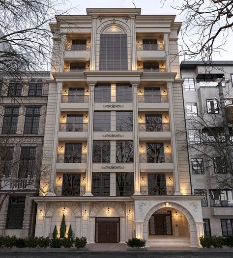 avesta building Classic Residential Building, Classic Facade Design, Modern Neoclassical Architecture, Neoclassical Exterior, Building Design Plan, Classic Facade, Townhouse Exterior, Apartment Exterior, Hotel Exterior