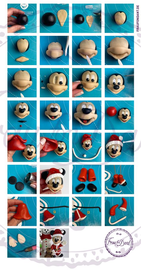 Mickey Mouse Polymer Clay, Mickey Mouse Pasta, Disney Clay Ideas, Baking Polymer Clay, Mickey Mouse Crafts, Clay Characters, Polymer Clay Disney, Mickey Mouse Birthday Cake, Paper Quilling For Beginners