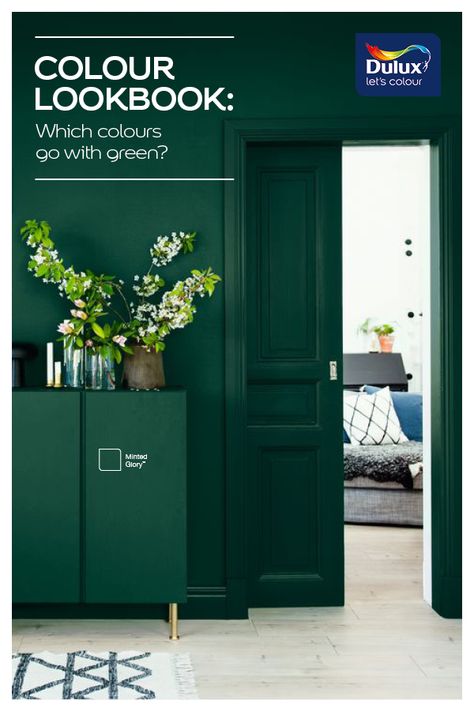 Emerald Green Hallway, Emerald Paint Color, Best Emerald Green Paint Colors, Dulux Green Colour Palette, Highland Green Dulux Paint, Emerald Green Door, Dulux Dark Green Paint, Emerald Green Paint Colors, Dulux Green Paint Colours