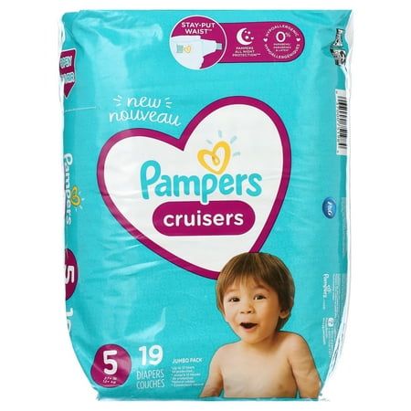 Long-lasting fit and protection for the most active babies! Pampers Cruisers have 2x stretchier sides* for a comfy, secure fit that stays put, even when they don't. With Dual Leak-Guard Barriers that gently seal around the legs and bottom to stop leaks where they happen most. Pampers Wetness Indicator lets you know when your baby might need a change. Cruisers come in a variety of stylish prints, all with trusted Pampers All Night Protection. Plus, Pampers Cruisers are hypoallergenic and free of Need A Change, Baby Skin, Natural Rubber, Let It Be, White