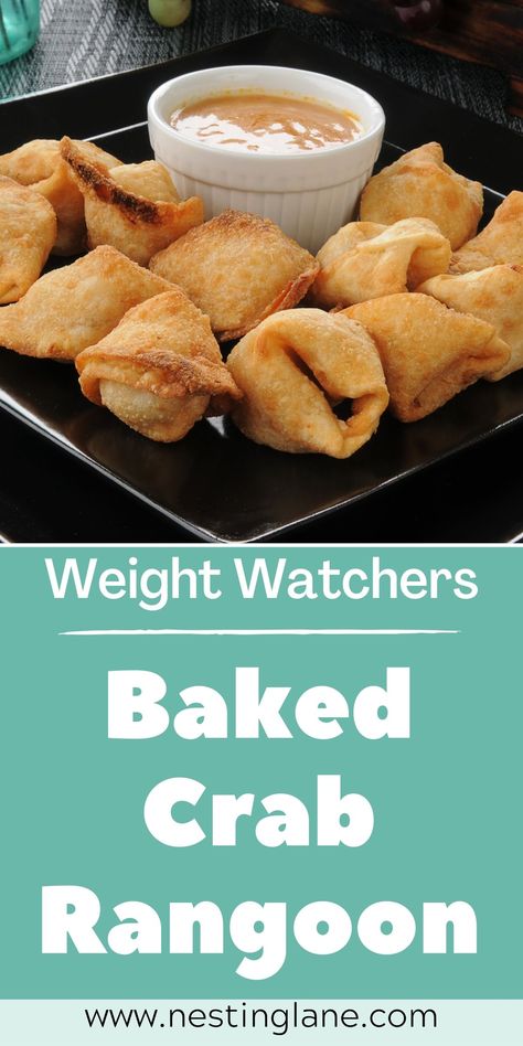 Weight Watchers Crab Rangoon, Ww Appetizers, Weight Watchers Appetizers, Garlic Cream Cheese, Wonton Wrapper Recipes, Rangoon Recipe, Baked Recipe, Asian Appetizers, Chicken Wontons